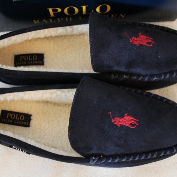 NEW POLO RALPH LAUREN MEN'S SLIPPERS BLUE - Picture 4 of 8